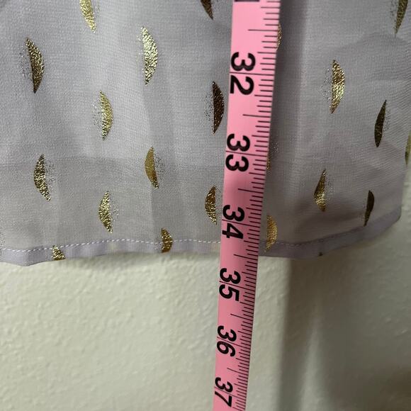 Modcloth Chiffon Of You Dress Lavender Gold Mock Neck Keyhole Long Sleeve Sz S - Picture 9 of 9